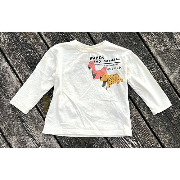 Zara Baby Boy Paper Zoo Animals Graphic Long Sleeve Shirt 9-12M 80cm - Picture 1 of 7